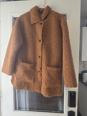 Women's Teddy Fleece Coat in Camel Brown